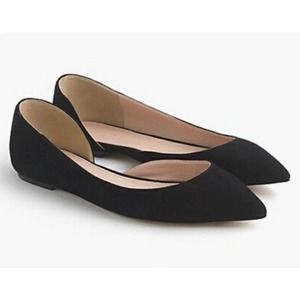 JCrew $138 Audrey Flats in Suede Sz 6.5 Black G0891 Shoes NEW